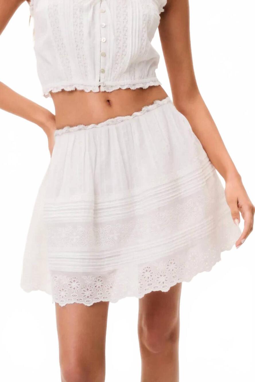NEW LOVESHACKFANCY women's sani cotton victorian mini skirt in white